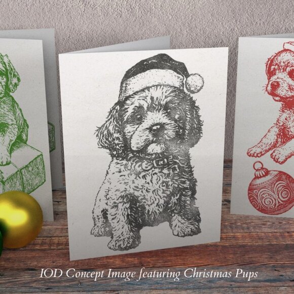 Iron Orchid Designs IOD Christmas Pups Decor Stamp 12x12 NEW RETIRED - Picture 4 of 4